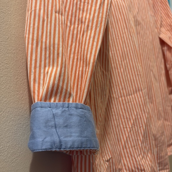 J. McLaughlin Striped Button-Up Shirt with Blue Accents women’s XL- cotton blend - Picture 7 of 7